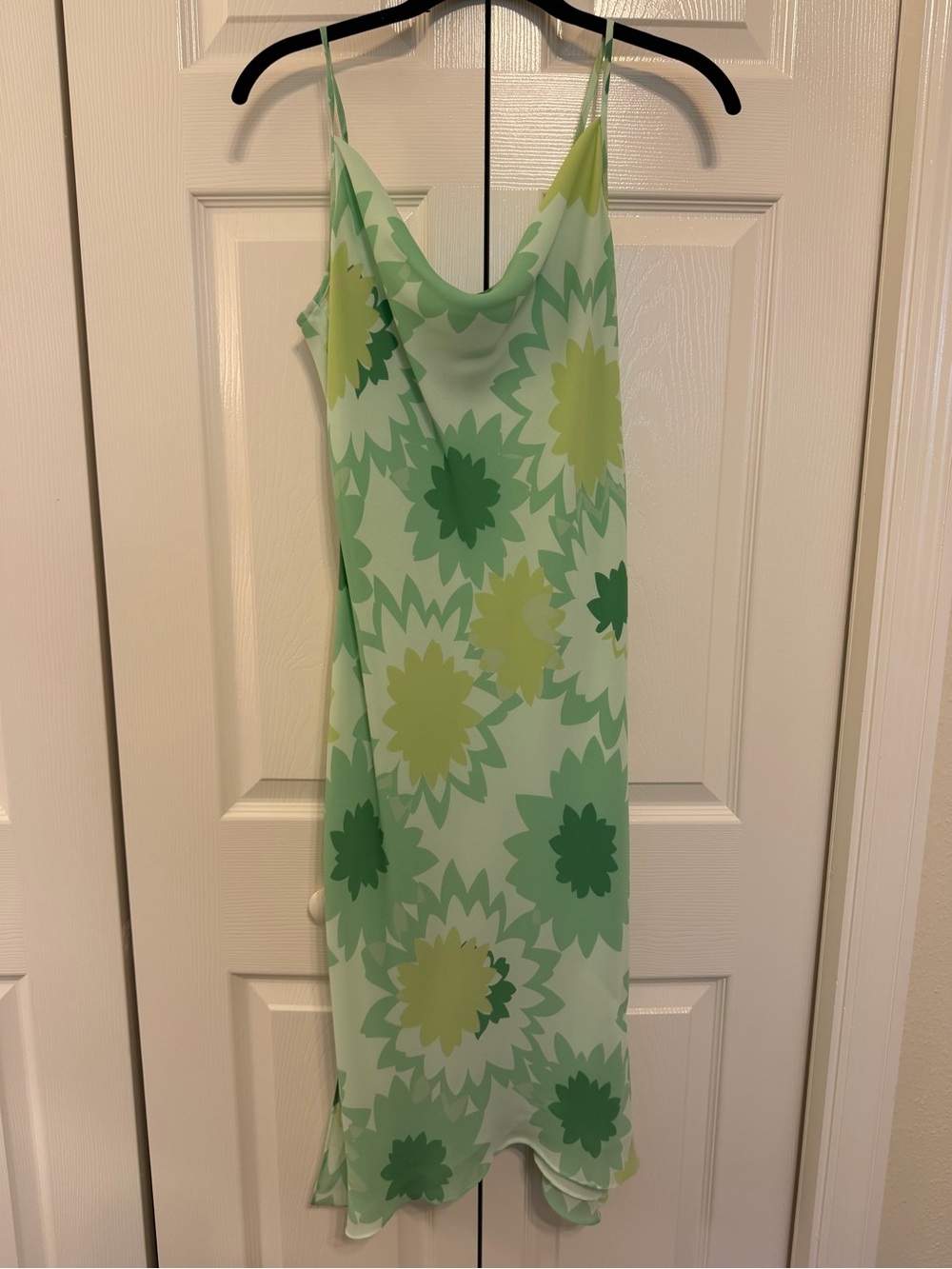 Express Green Floral Slip Midi Dress